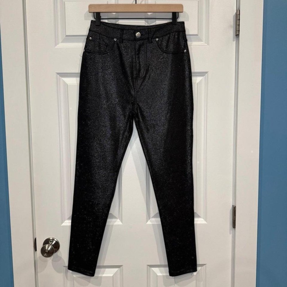 Connection 18 Womans Black Glitter Pants Size Large